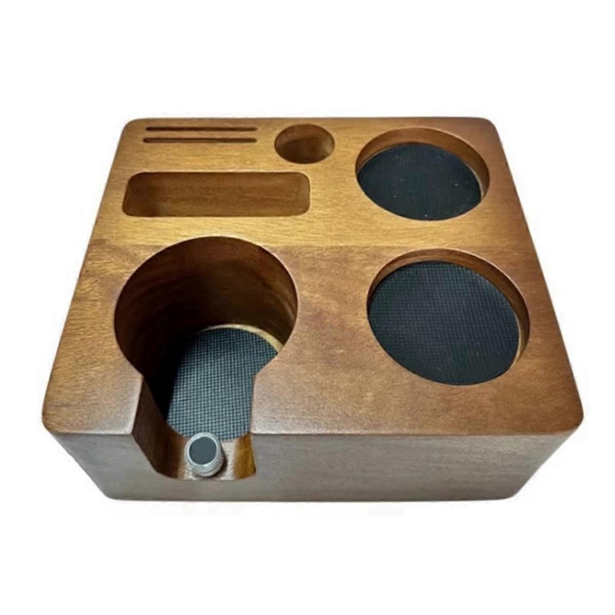 6-Hole Espresso Holder, Filter, Dosing Ring, Wooden Coffee BaseCoffee Pad Holder Fits 58 mm