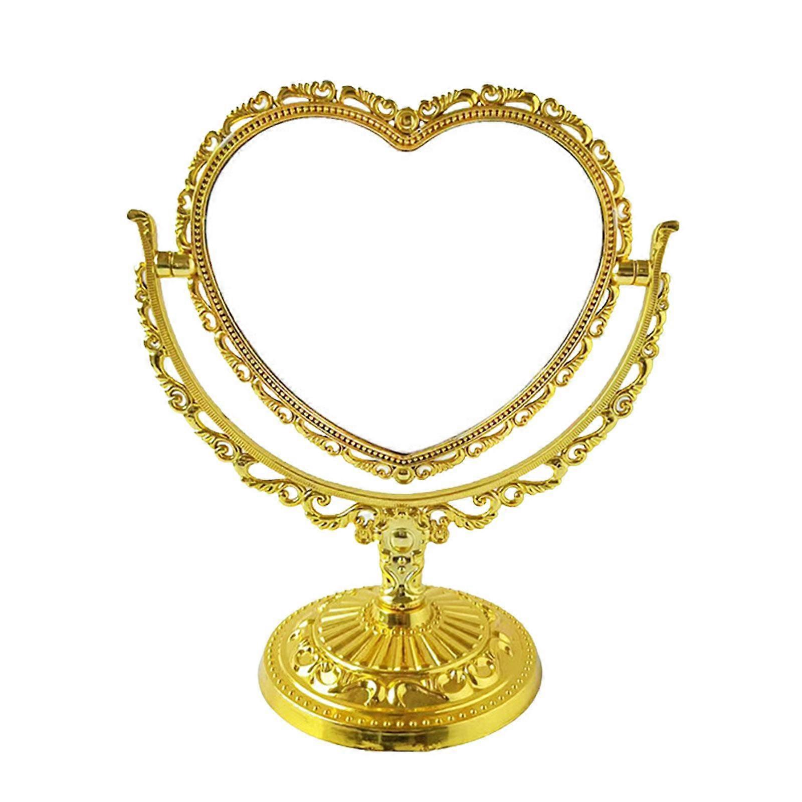 Tabletop Makeup Mirror Desk Vanity Mirror Double Sided Vintage Desktop Stand