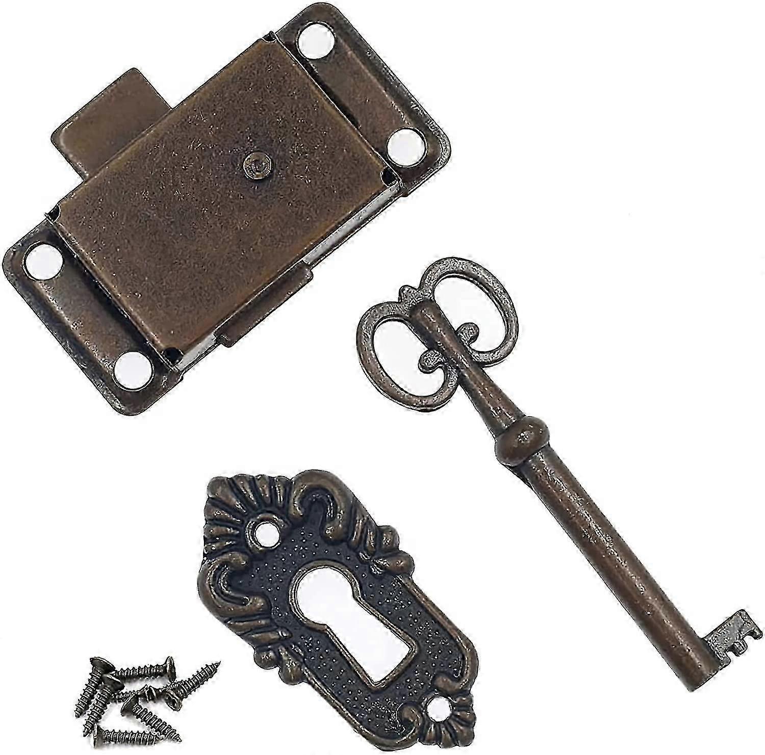 Bronze Vintage Furniture Lock with Key for Cabinets, Mailboxes & Tool Boxes