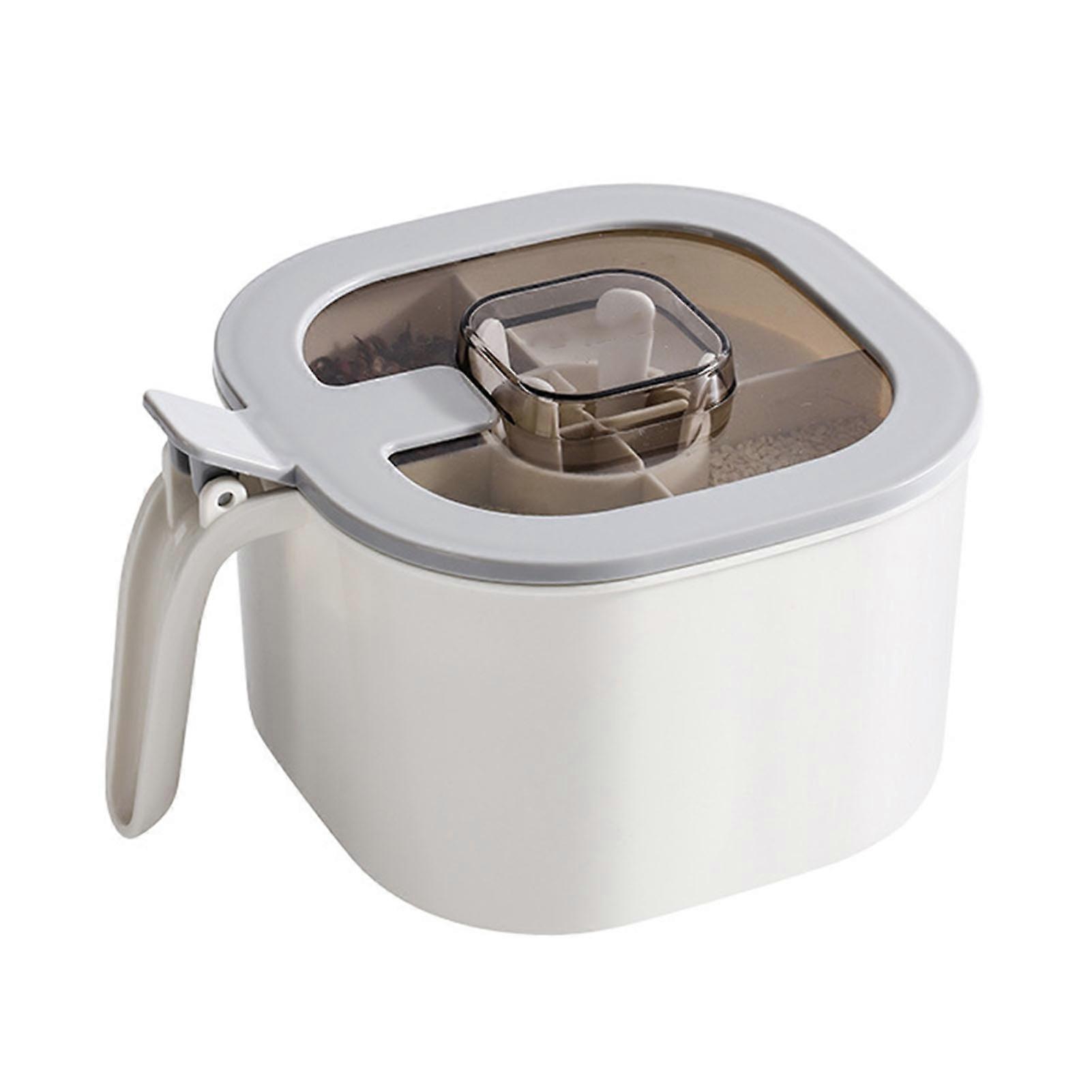 4 Grid Seasoning Box Plastic 4 Compartments Condiments Container Airtight Dampproof Spice Box with Lid for Kitchen Barbecue
