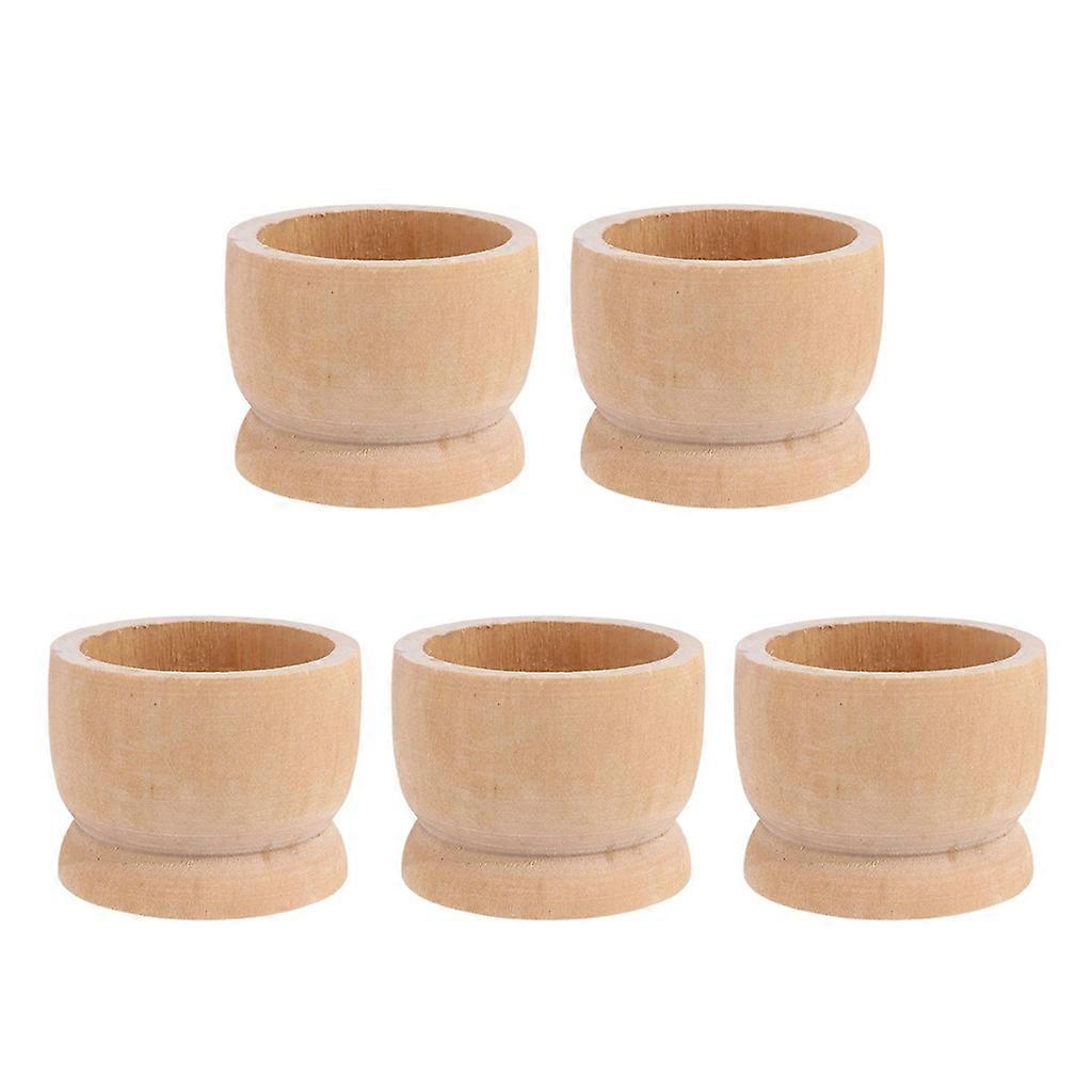 5PCS Pâques Simple Non peint Portable Outil De Cuisine Coquetier Bois De Rangement Supports Multi S