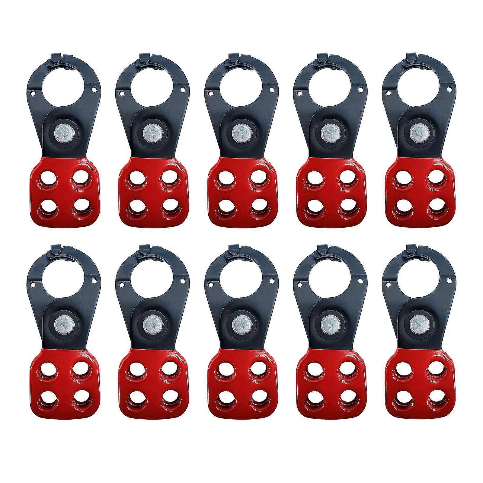 Lockout Tagout Hasp 1 Inch Stainless Steel Tamper-Proof Padlock Hasp Nylon Handle 10-Pack Red