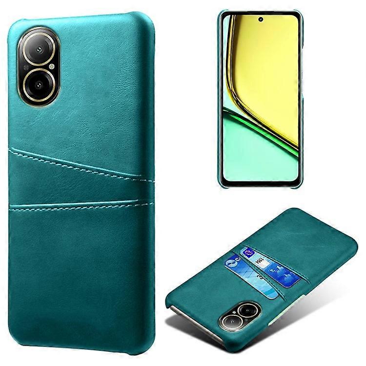 Compatible For Realme C67 4G Case Leather Coated PC Phone Back Cover with 2 Card Holders