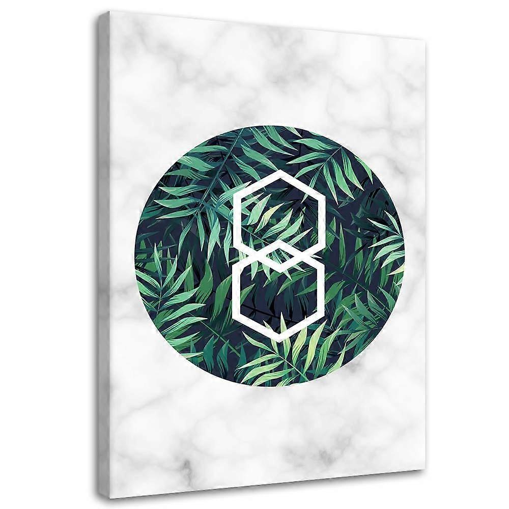 Lienzo, Hoja de helecho en círculo - mármol - 70x100