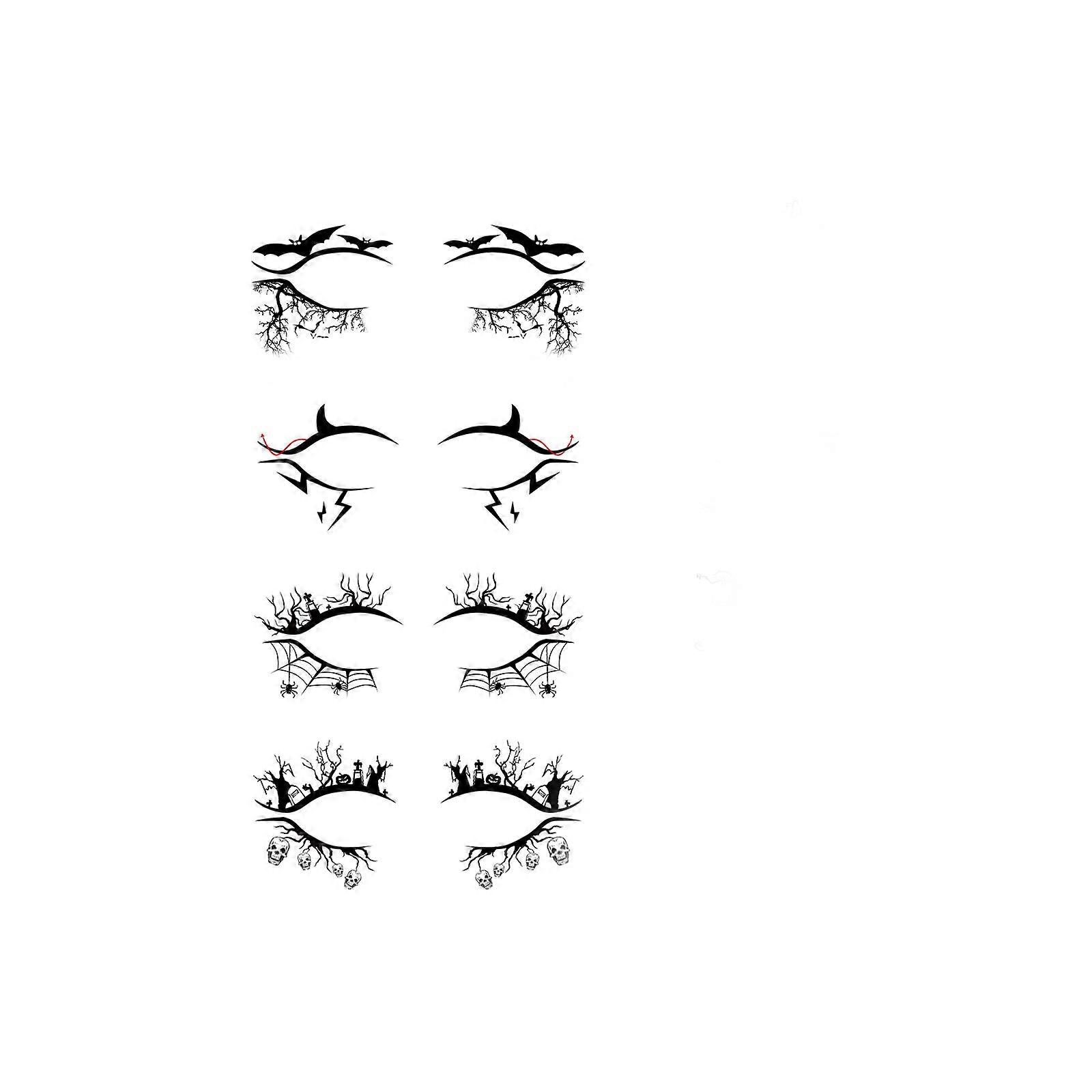 Halloween Eye Tattoo Stickers Temporary Skin Safe Spider Bat Pattern for Makeup