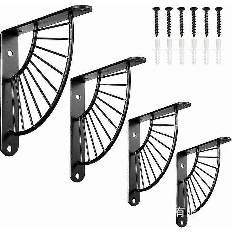 BR-Vie 4PCS Black Wall Shelf Bracket 150150MM Robust Metal Shelf Bracket Wall Shelf Bracket Wall Shelf Bracket