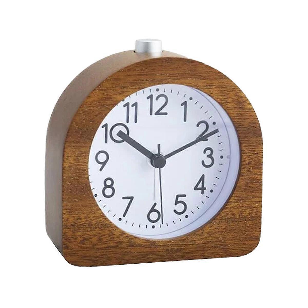 Alarm clock with light, silent alarm clock, sound alarm clock, solid wood silent retro office clock