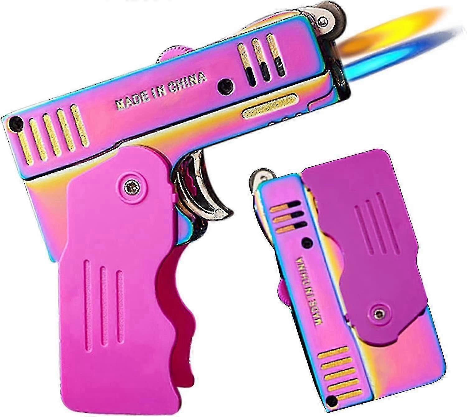Torch Lighter, Switchable Jet Flame Lighter Butane Refillable With Lockable Function, Windproof Adjustable Jet Flame And Soft Flame, Cool Foldable Gun
