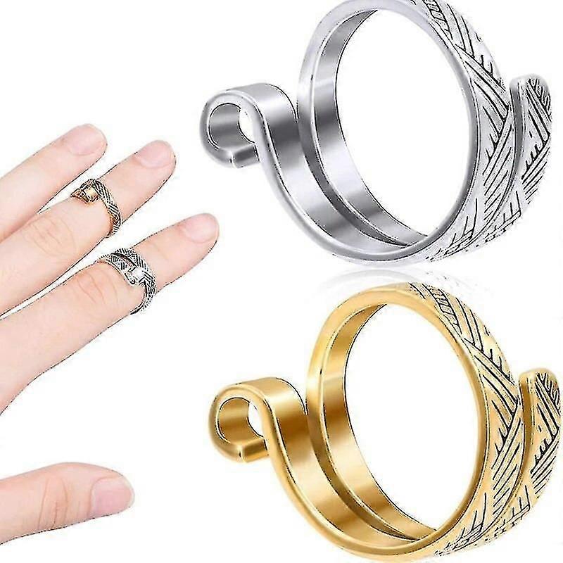 Knitting Crochet Loop Ring For Fingers 2pcs Metal Crochet Loop Ring Adjustable Knitting Loop Braided Knitting Ring