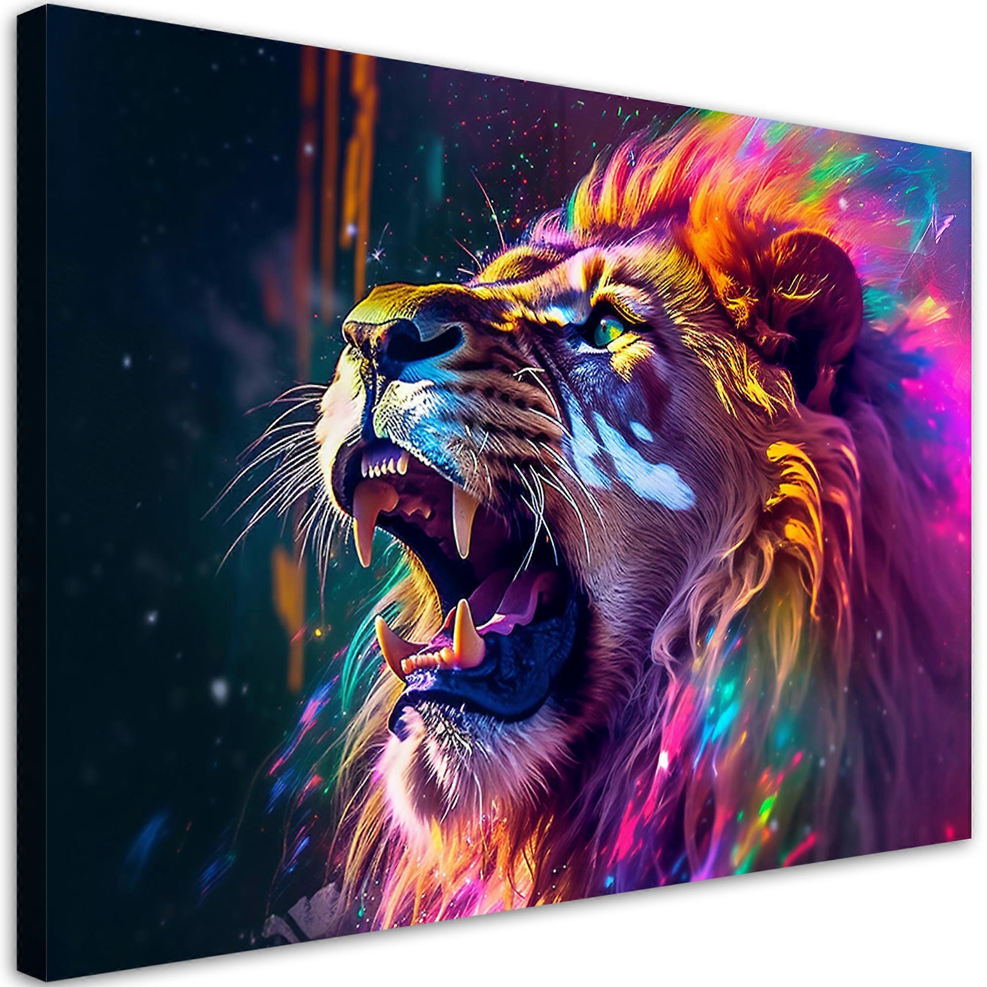 Lienzo Lion's Roar Neon Abstraction - 120x80