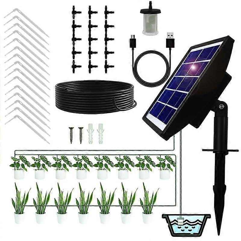 Drip Irrigation Kit with Solar Powered Automatic Watering, Easy DIY and Adjustable Timer