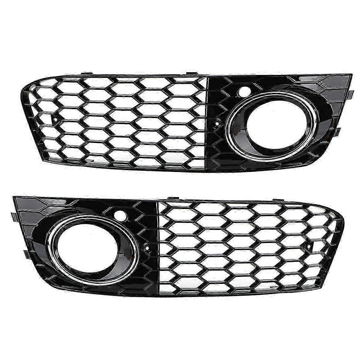 Car Front Bumper Fog Light Mesh Grille Cover for A4 B8 2009 2010 2011 2012 Fog Lamp Honeycomb Grill