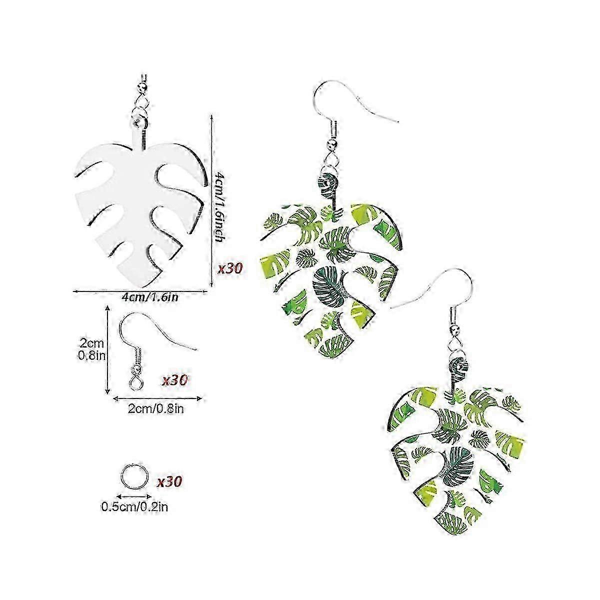 30Pcs Sublimation Blank Earrings for Heat Transfer Printing with Wire Hooks