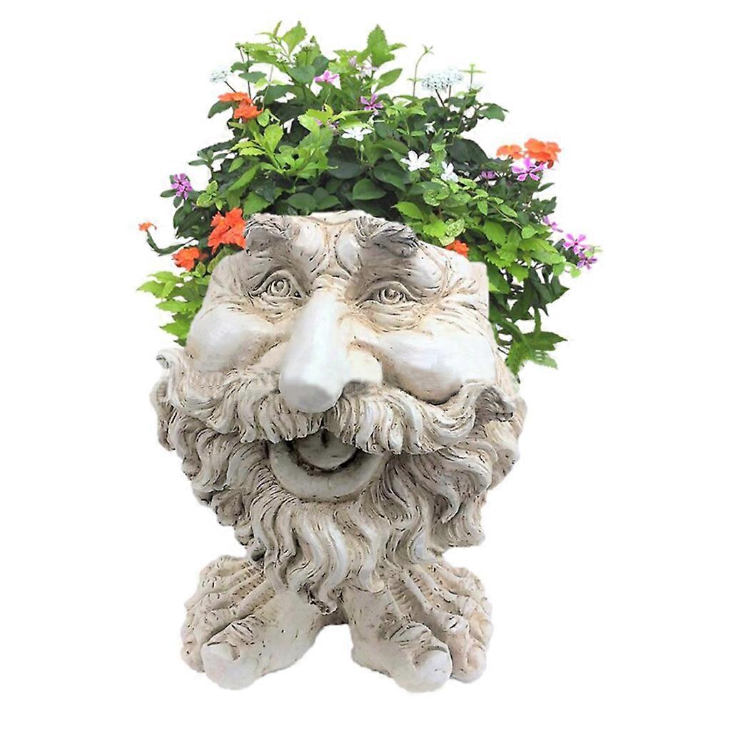 Funny Face Sculptures Decoration Interesting Face Planter Statues Ornaments Expression Flower Pots Resin Figurine