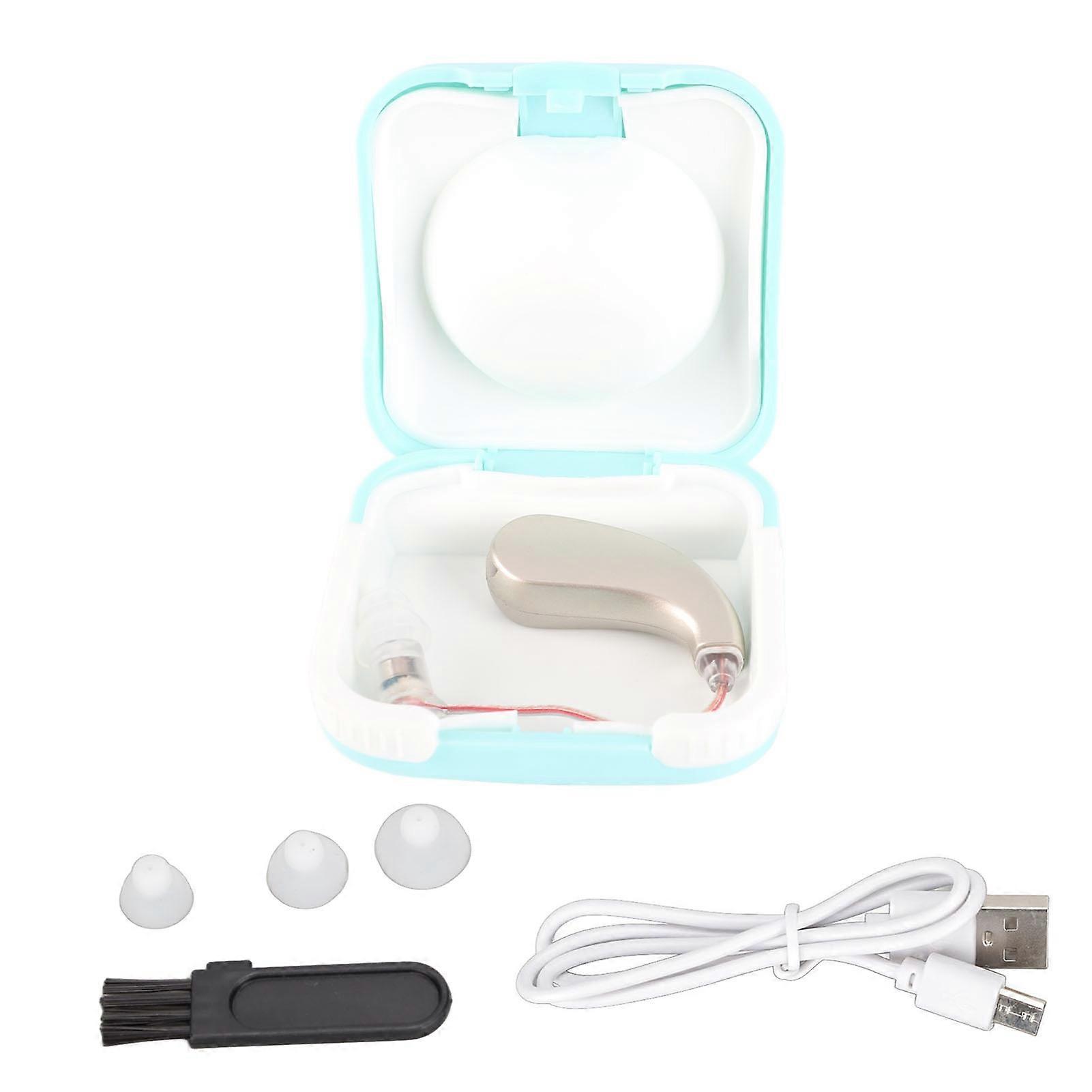 Rechargeable Portable Hearing Amplifier with Adjustable Volume for Elderly Patients (Upgraded Version, Silver)