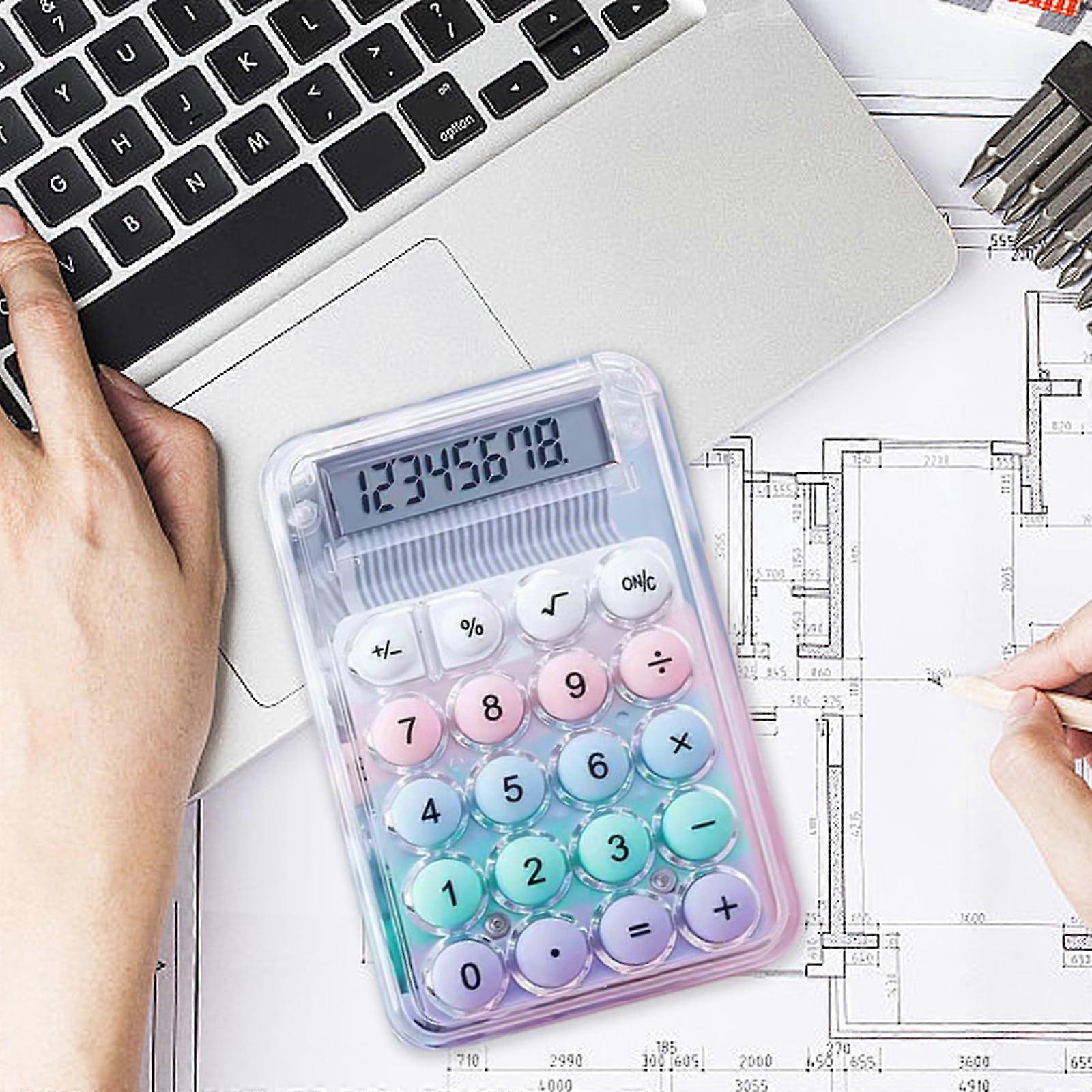 Fdksdf Cute Transparent Calculator Students 8 Digit LCD Display Standard Function Desktop Electronic Calculator Mechanical Switch Calculator