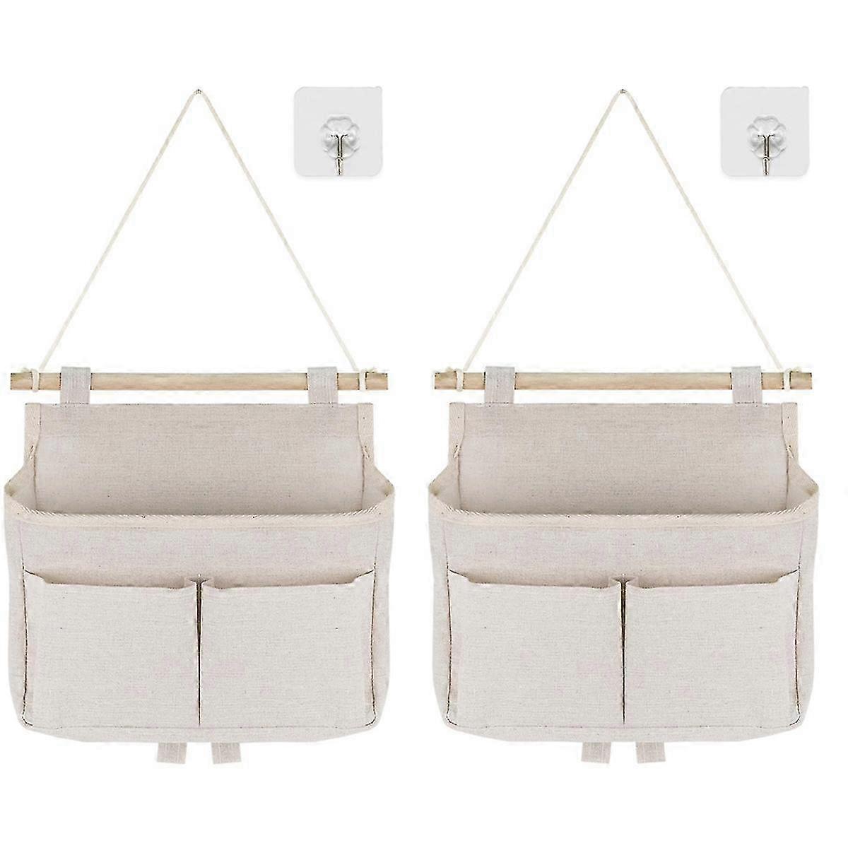 Suitable for Pack of 2 Hanging Storage Bags, High Capacity Organizer with 3 Compartments and Sticky Hooks-jc