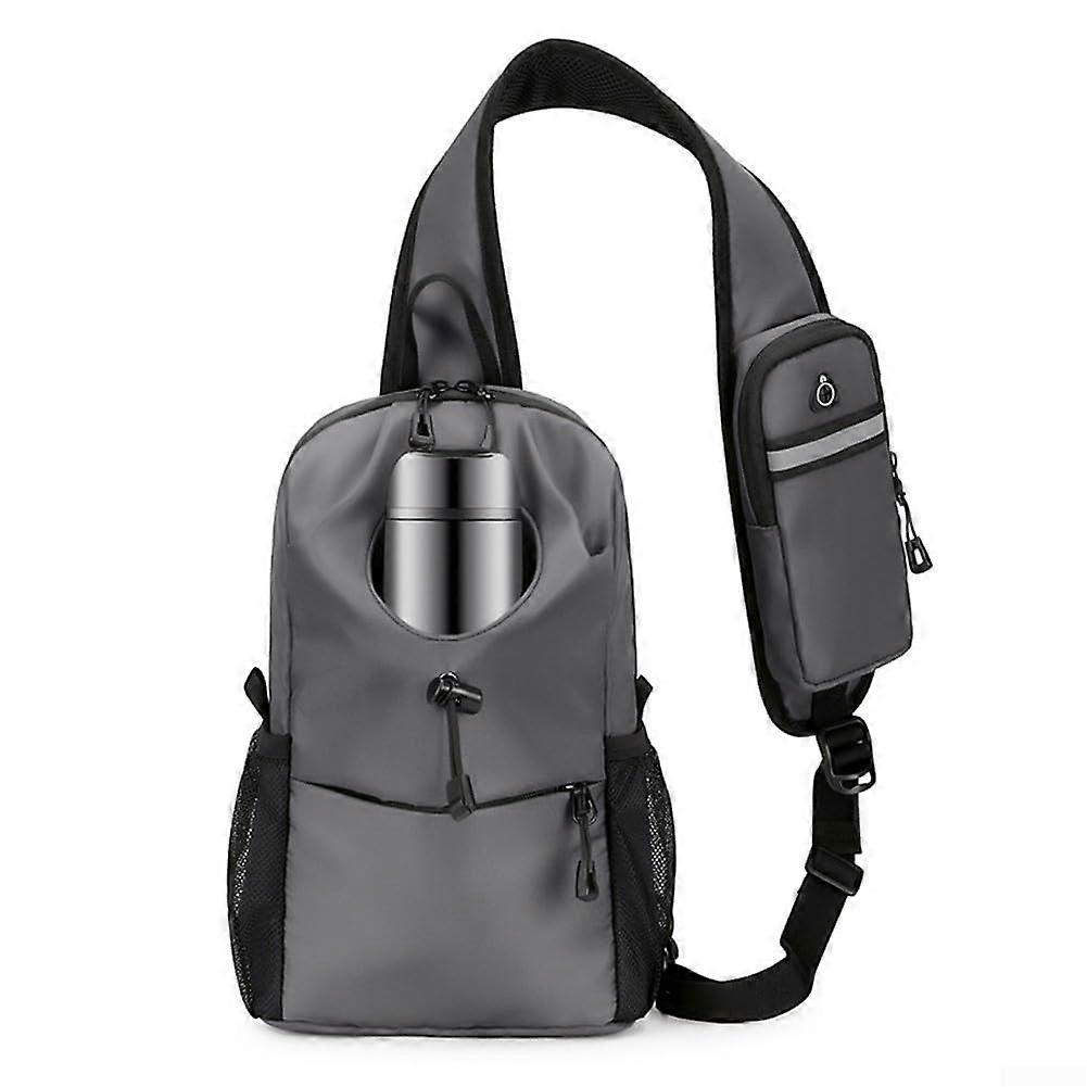 Multifunctional Cycling and Climbing Shoulder Bag, Reflective Safety Design, Grey Color, Durable Material, Compact Size