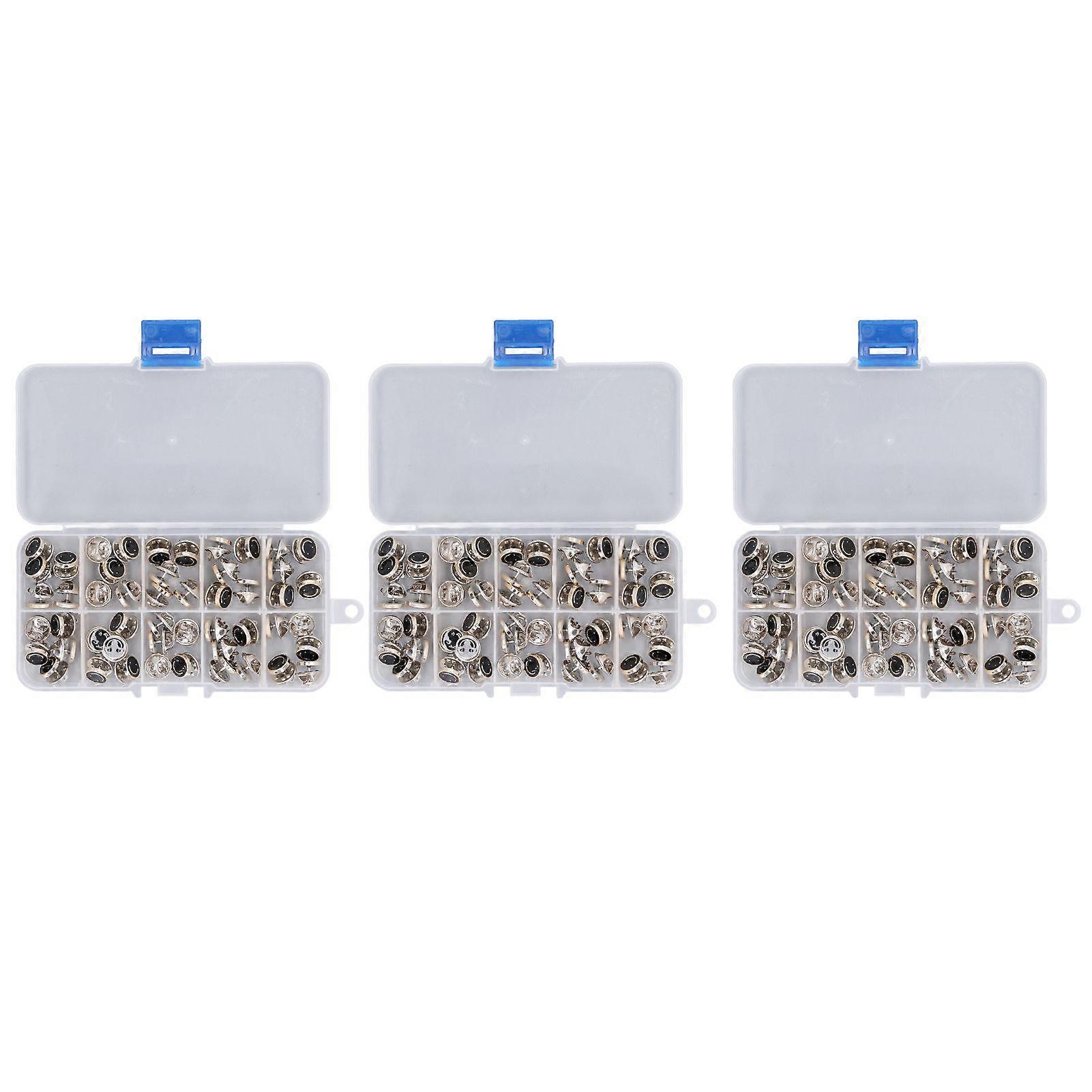 2025 Latest Model  3 Boxes 150pcs Brooch Buttons Black Smiley Pattern Seamless