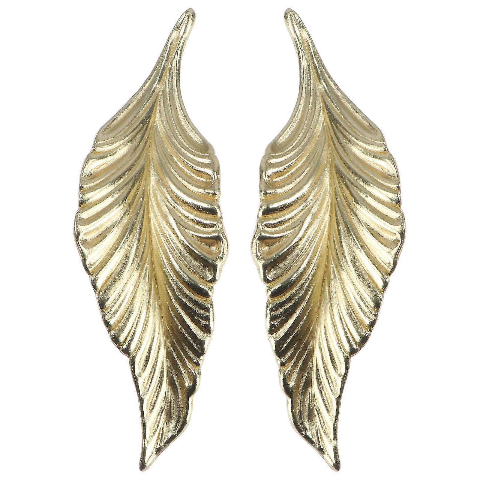 Creative Leaf Shaped Door Pull Handle Made of Zinc Alloy in Golden Color for Home Use 2Pcs