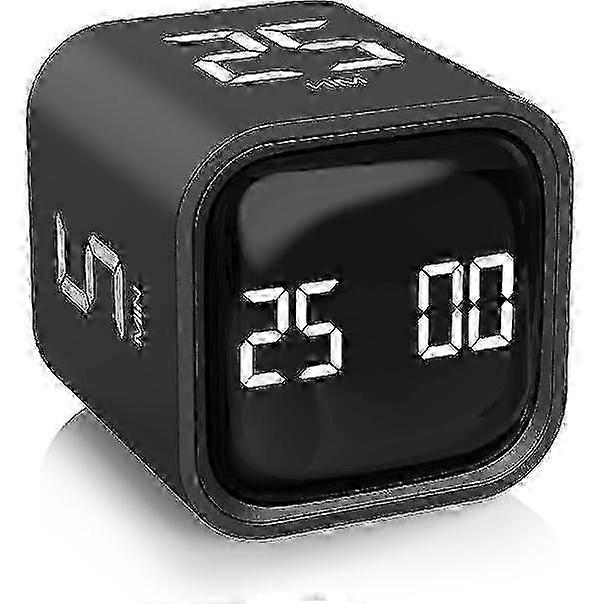 2025 Rotating Pomodoro Timer 5, 25, 10 50 Minutes Preset, Desk Productivity Timer w/Gravity Sensor, Cube Timer, Vibration/High/Low Volume/Custom Modes