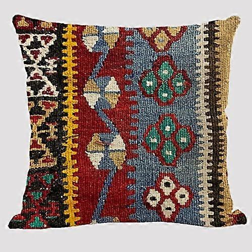 Bohemian Pattern Linen Cushion Case 18x18 Inch Multicoloured Abstract Ethnic Geometry Print for Sofa Decor