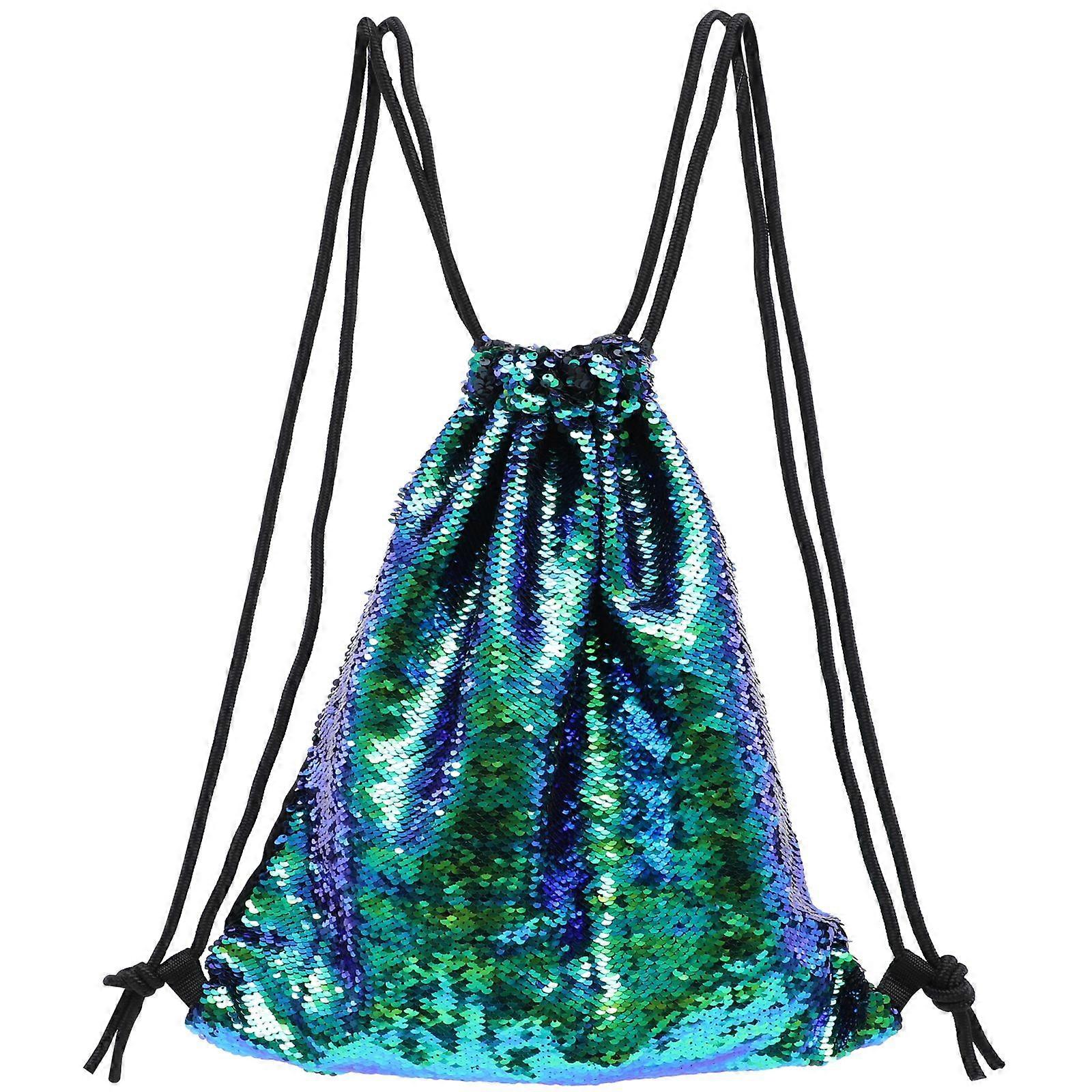 Sac à dos de danse à cordon de serrage à paillettes (vert)