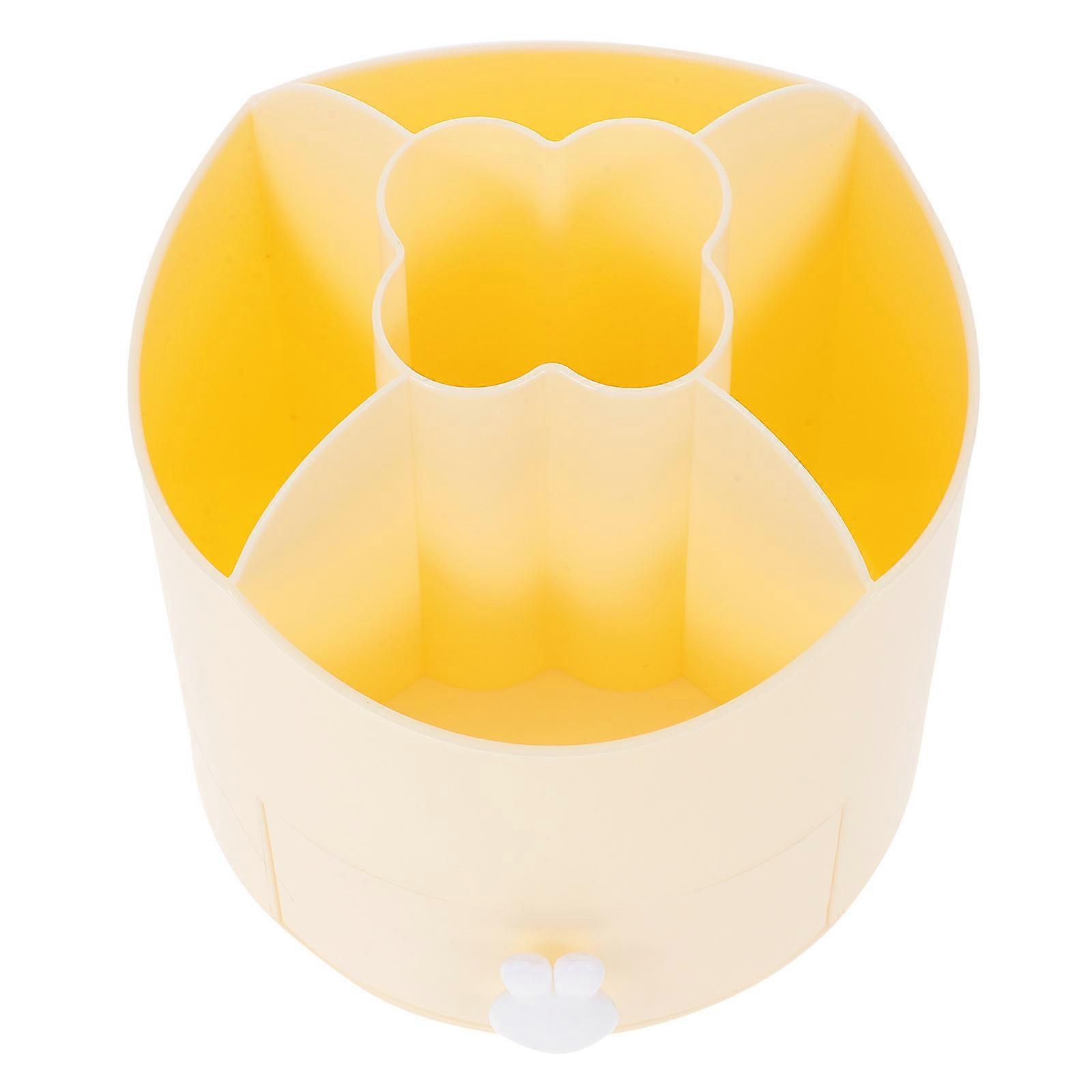 Rotating Pen Organizer Desk Cosmetic Brush Holder For Study Round Base Simple Design 14.70X12.50X12.50CM 360-Degree Rotation 1Set