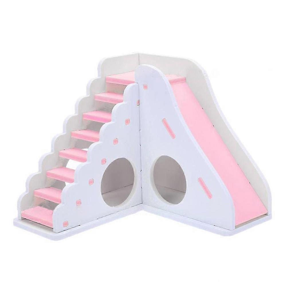 Colored Wooden Pet House with Slide and Ladder for Small Animals White Composite Material