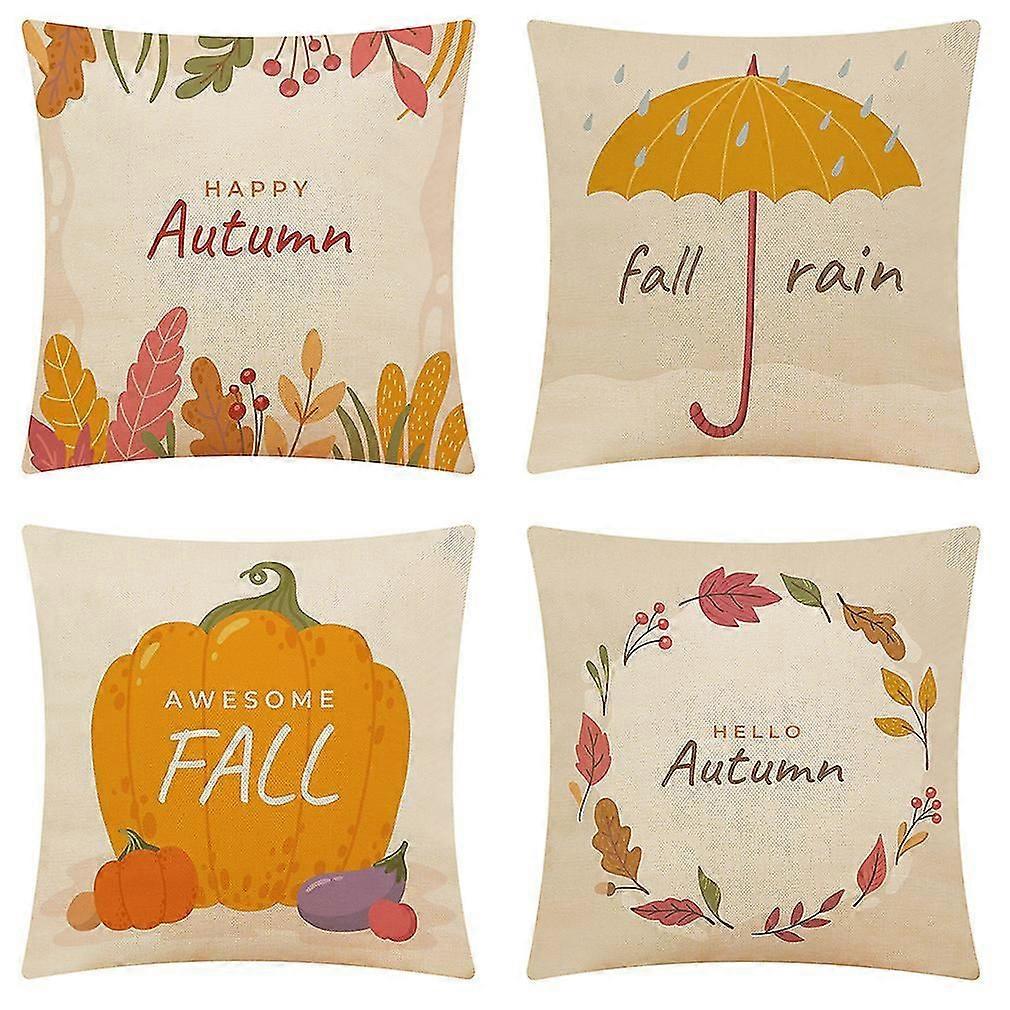 Umbrella Print Autumn Theme Pillowcases