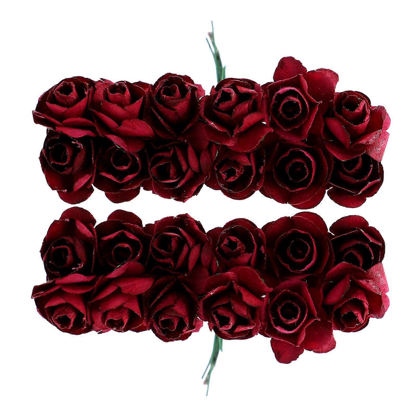 144pcs Mini Paper Roses DIY Craft Flowers – Artificial Roses with Bendable Stems for Wedding, Party Decor & Custom Arrangements