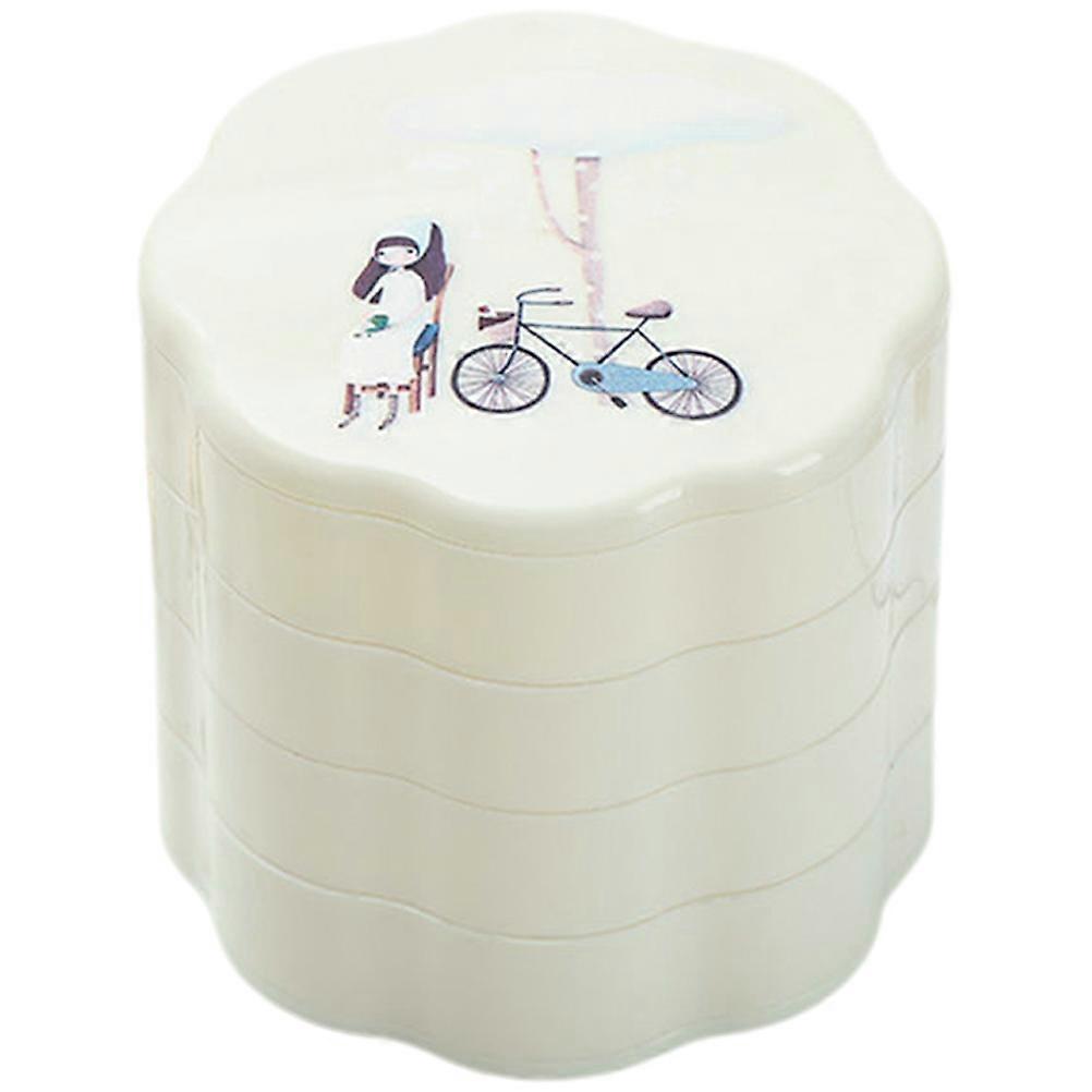 Multi-Layer Jewelry Box ABS Beige Rotating Jewelry Container with Rotatable Display for Storage Use