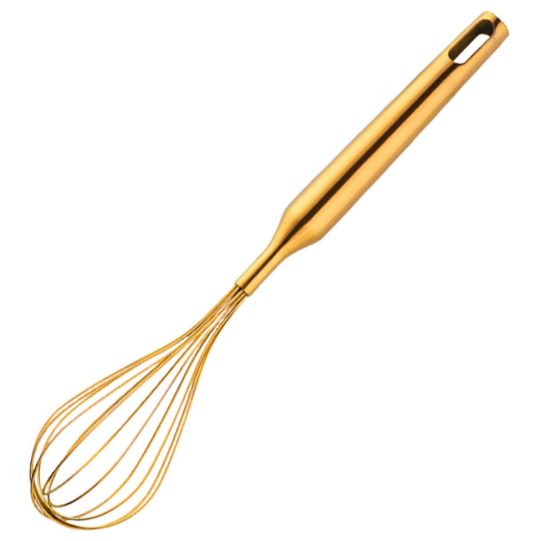 Egg Whisk Stainless Steel, 12 Inch, 12 Wire, With Handle and Hanging Hole, Ideal For Cooking And Baking, Gold
