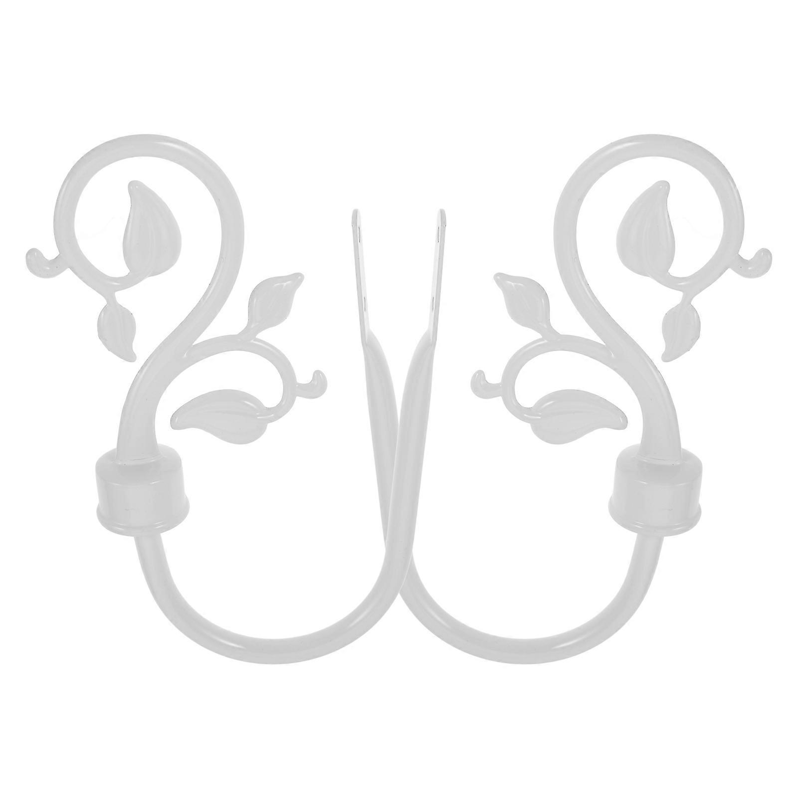 U Shaped Metal Curtain Holdbacks with Leaf Design for Wall Mounted Window Drapery – Stylish Home Decor Hooks Set of 2