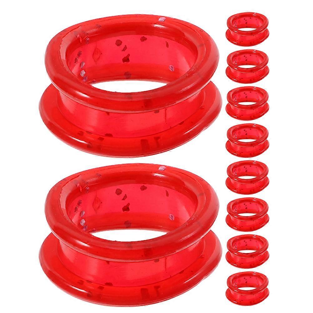 Scissors Finger Rings Silicone Protector For Hair Cutting Scissors Pet Grooming Shears Grip Enhancement Red 10Set