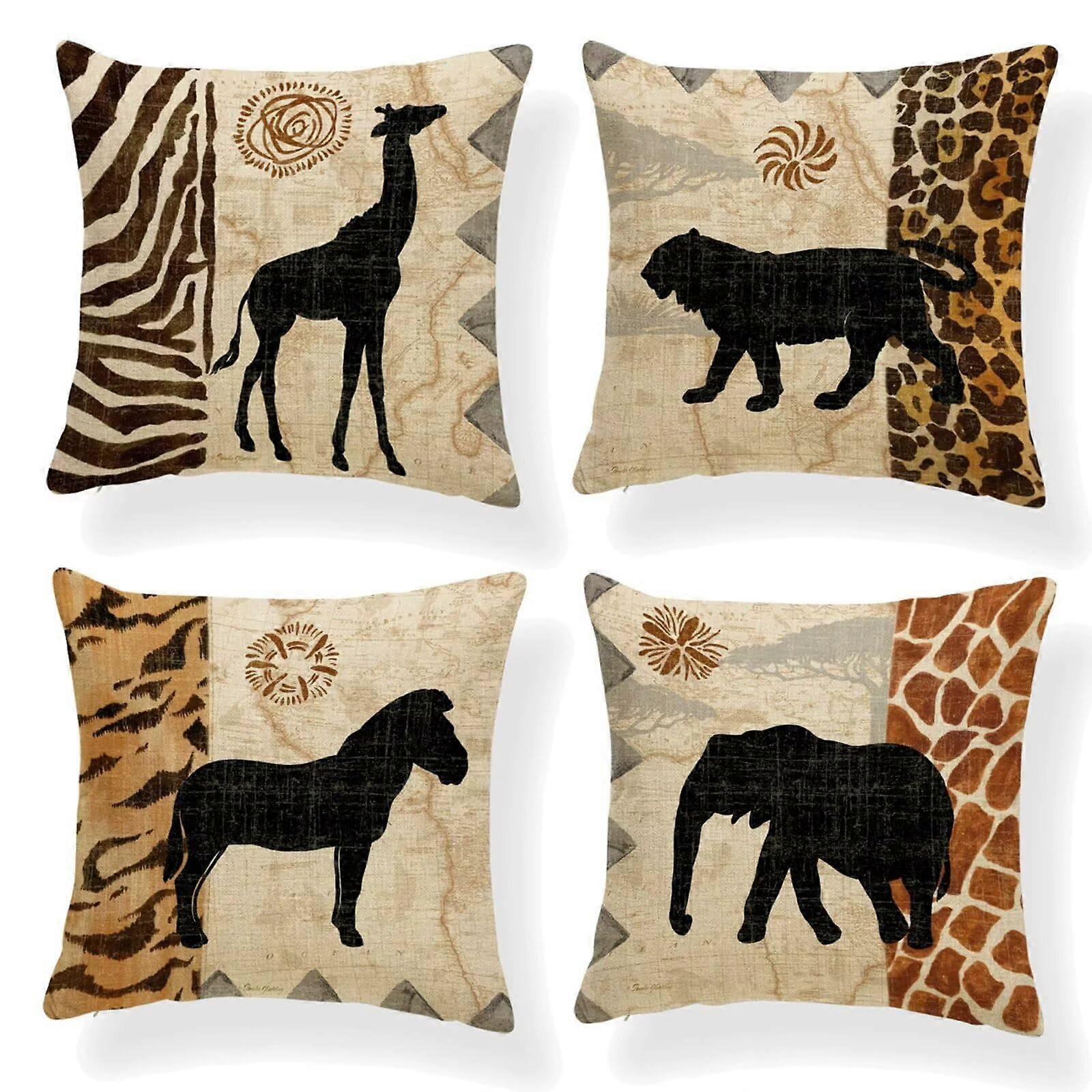 Linen Cushion Cover, 50 x 50 cm, Set of 4, Soft Decorative Cushion