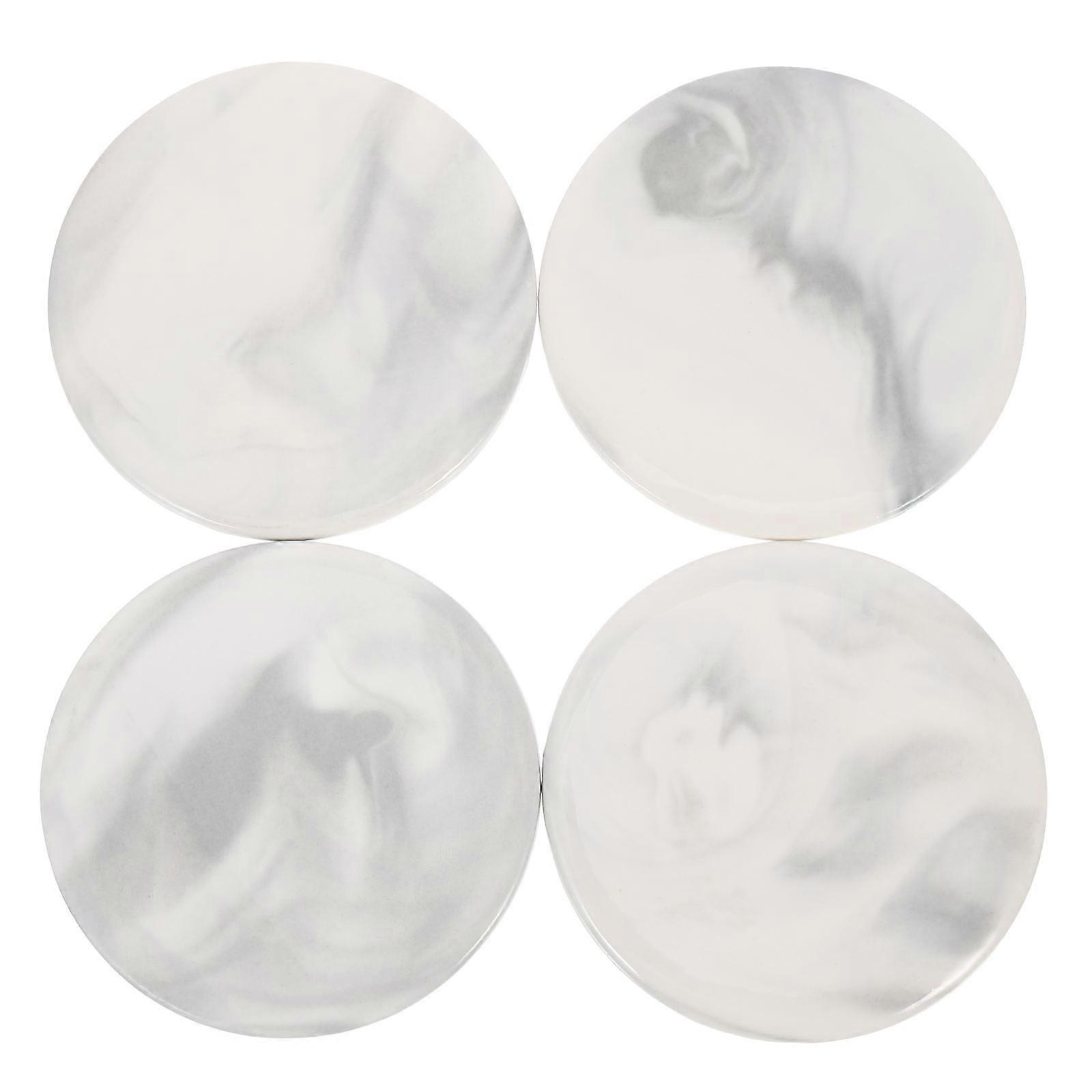 Decorative Table Coasters Ceramic And Wood Round Scandinavian Style 4Pcs