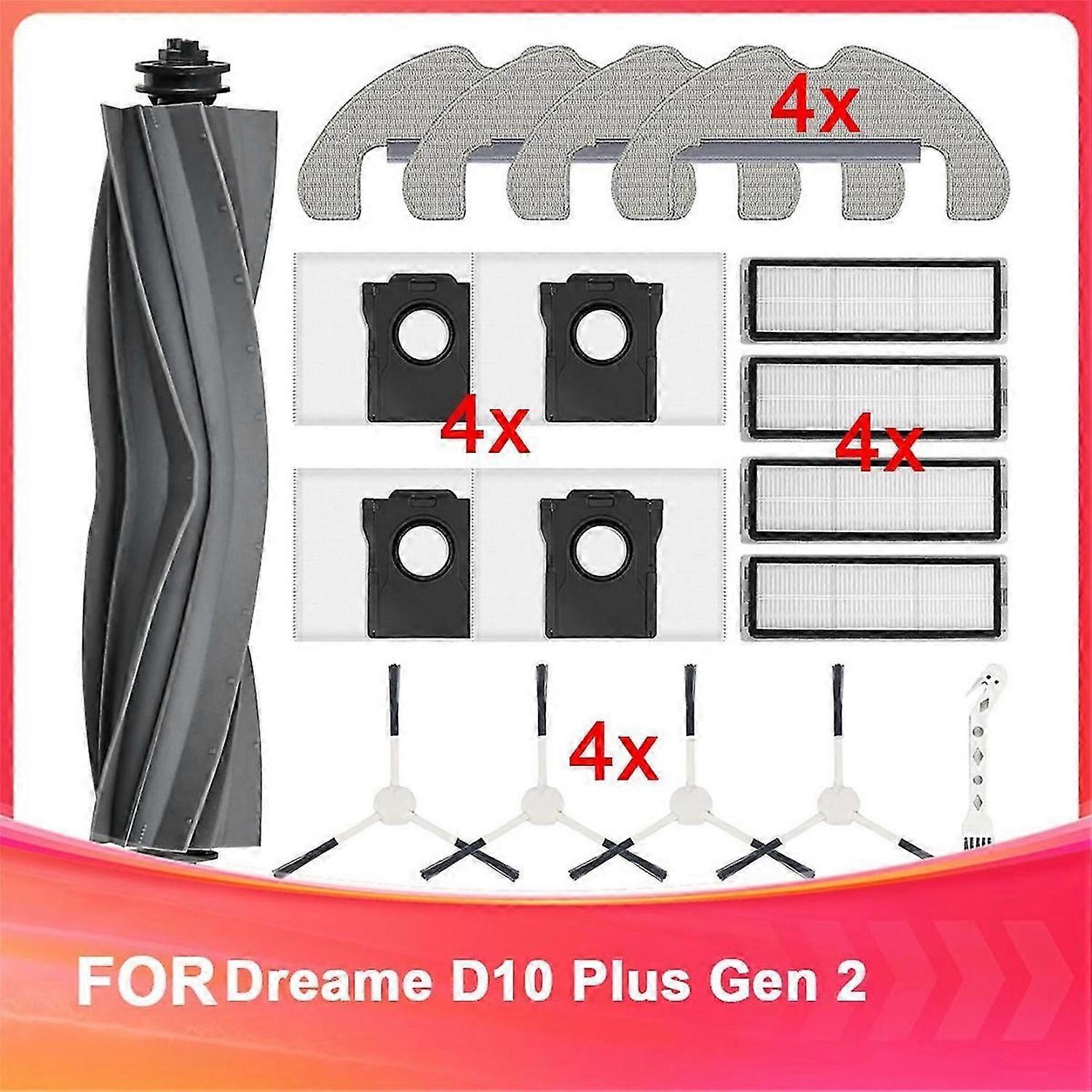 Accessory Kit for Dreame D10 Plus Gen 2 - Includes Main Brush, Dust Bags, Wipes, HEPA Filters, and S
