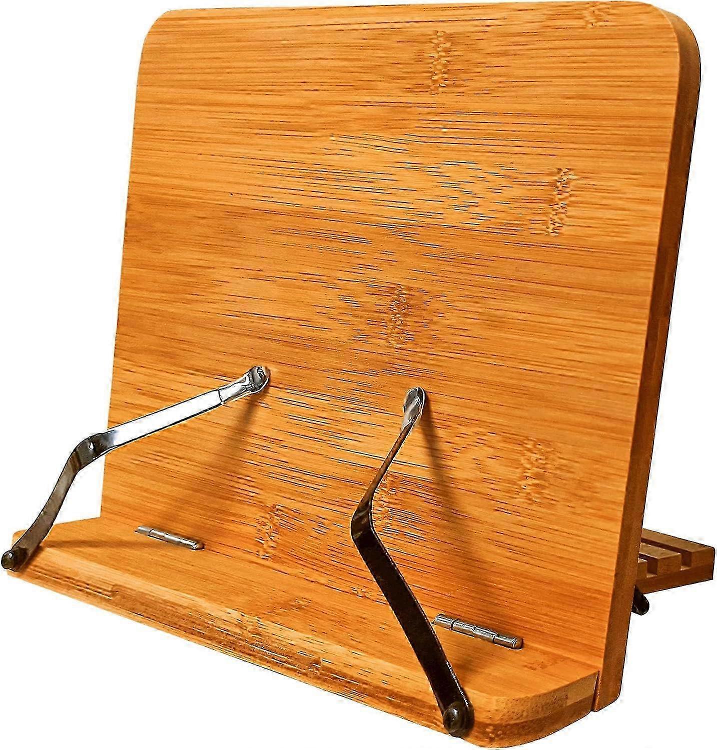 Bamboo Book Stand Recipe Holder Kitchen Reading Stand with 2 Metal Page Clips