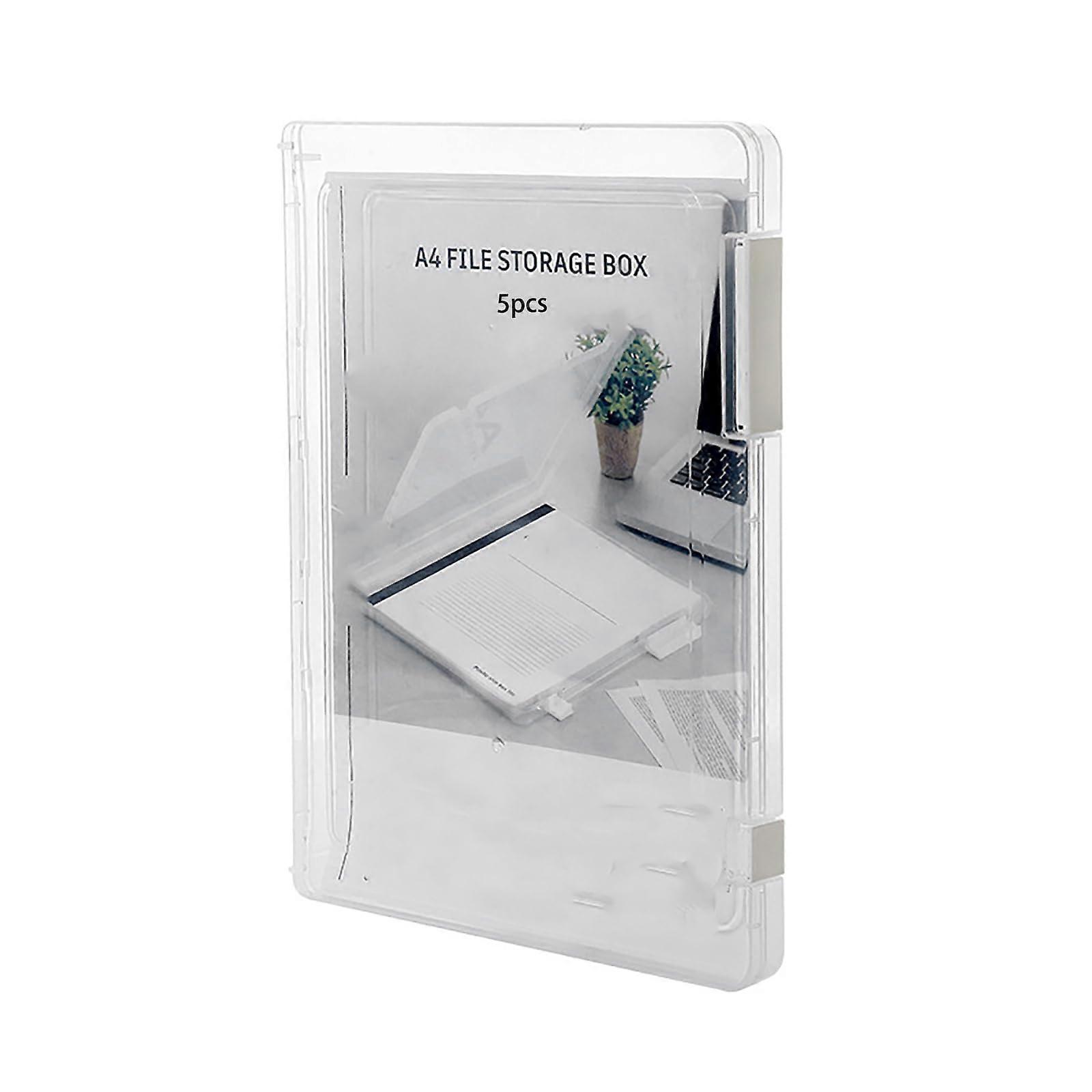 Portable A4 file folder, 5piece plastic storage box for stationery, paper storage box, document and magazine holder