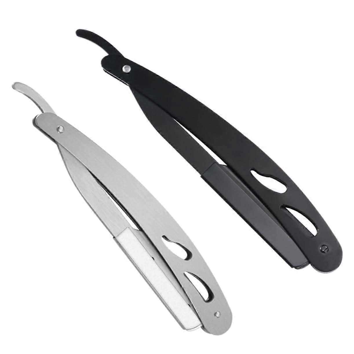 Stainless Steel Razor Cutters Pack of 2 - Rustproof Manual Beard Trimming Razors, Foldable Hair Cutting Tool