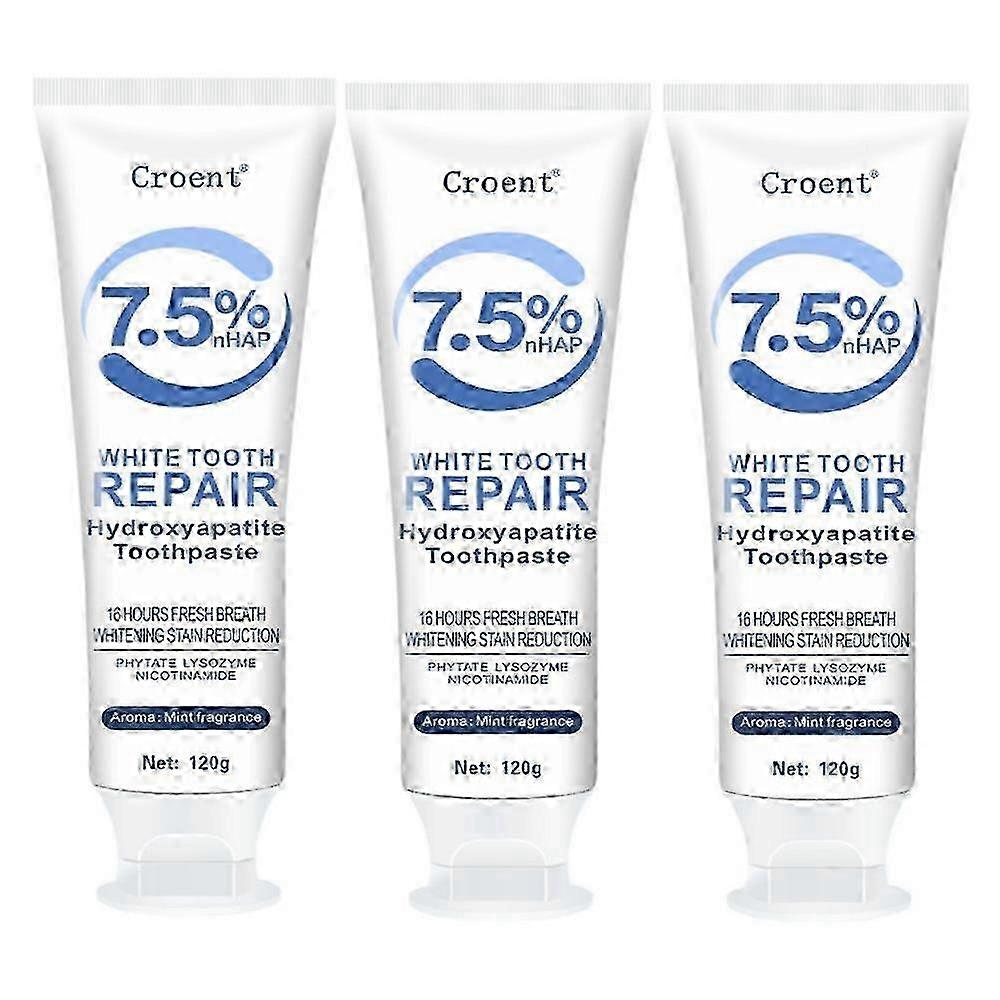 2025 3PCS Hydroxyapatite Toothpaste for Advanced Enamel Protection, Refreshes Breath, Fluoride-Free Toothpaste for Sensitive Teeth
