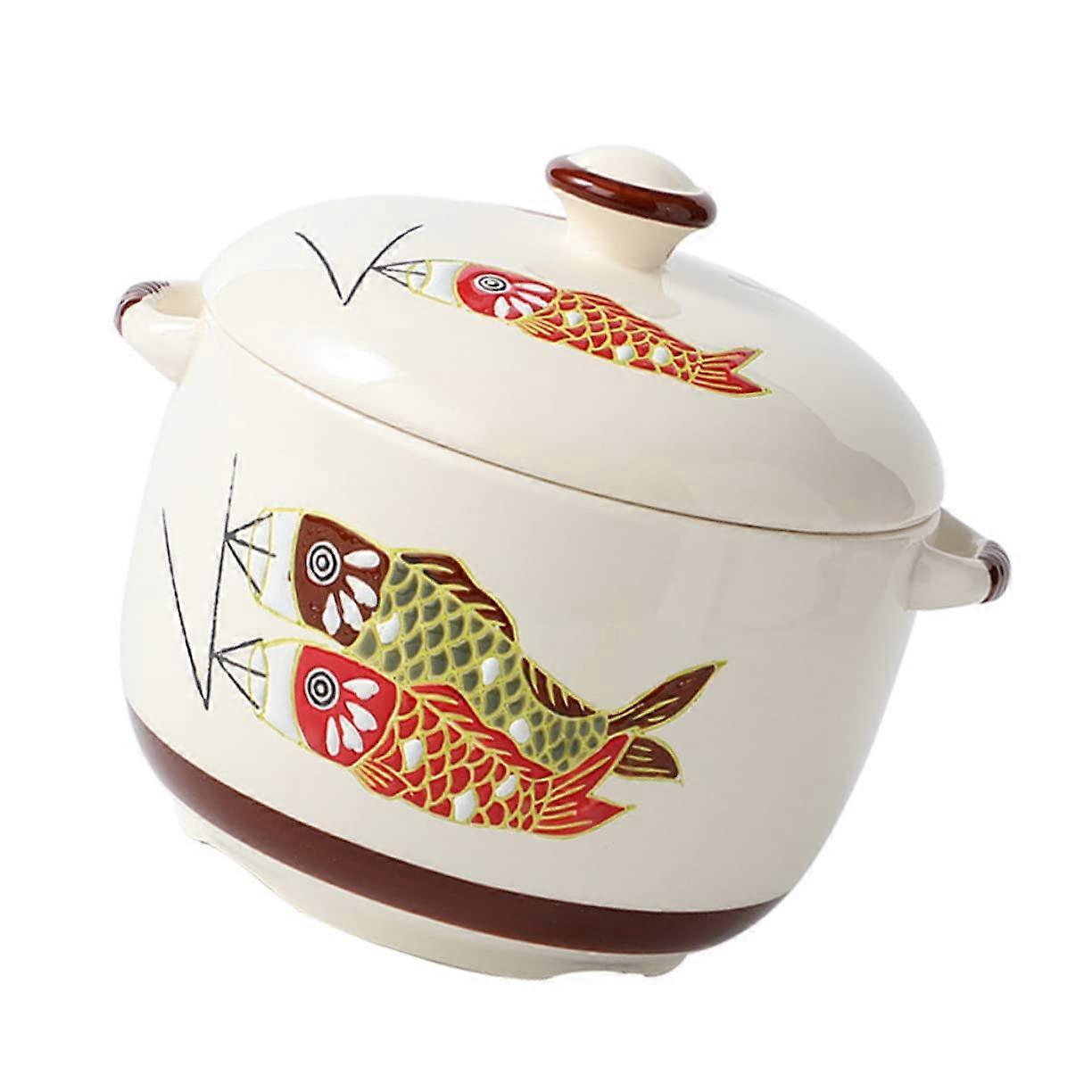 Japanese Style Ceramic Casserole Soup Bowl with Lid, 450ml Ramen Bowl, Tableware, 13.5x11.6cm