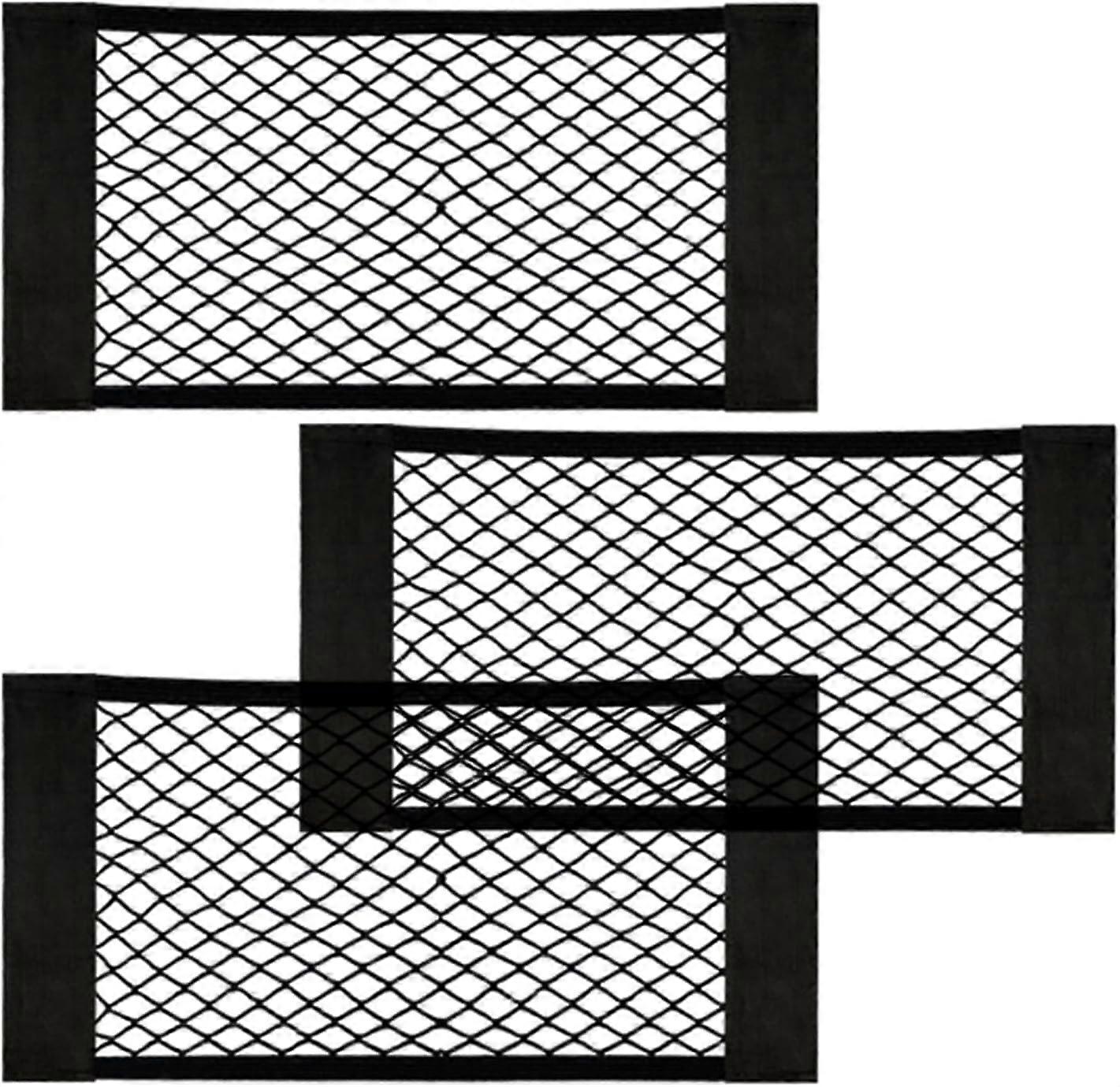 AURA Black Magic Adhesive Mesh, Elastisk Mesh Nett Pose, Bil Bak Bak Bagasjerom Mesh Net For Bil / Lastebil / Bagasjerom (3 Pcak) 50 X 25cm