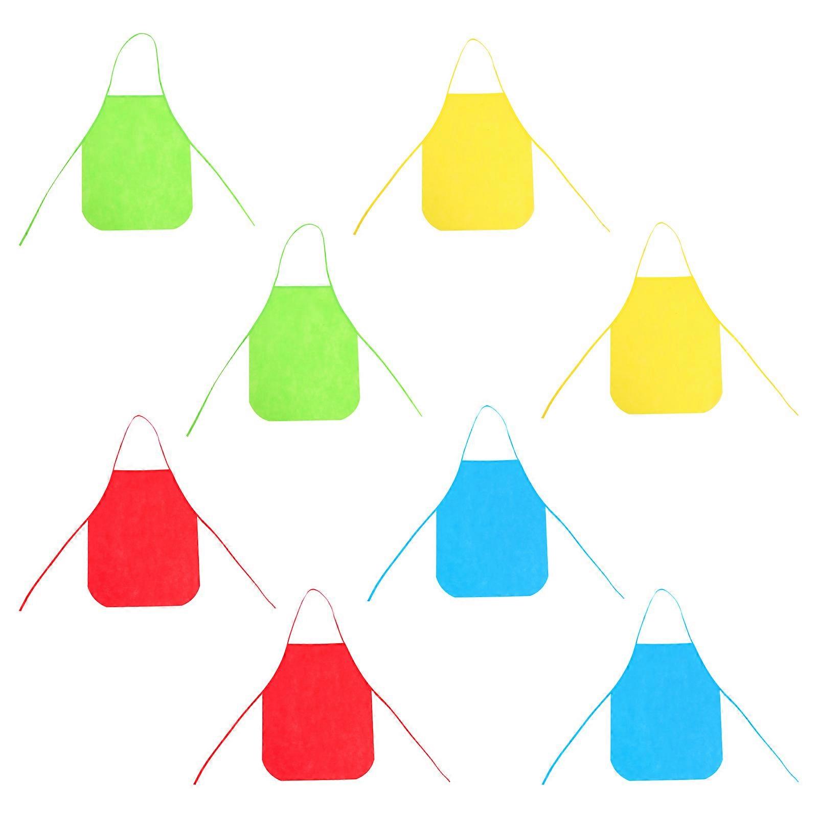 Waterproof Kids Painting Apron for Arts Crafts and Cooking Activities Assorted Color Nonwoven 8 pcs