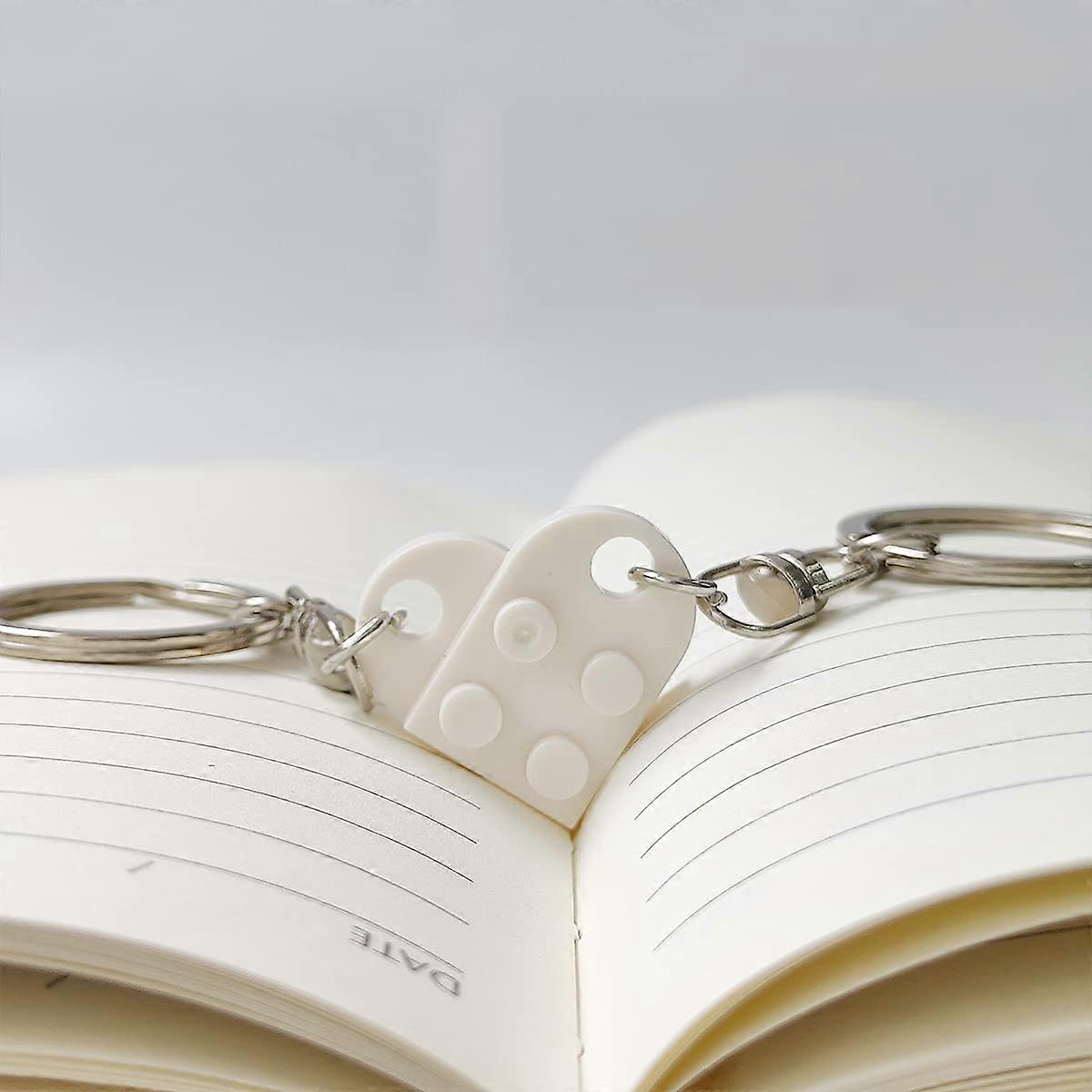 White building block keychain girlfriend keychain couple boys and girls ...