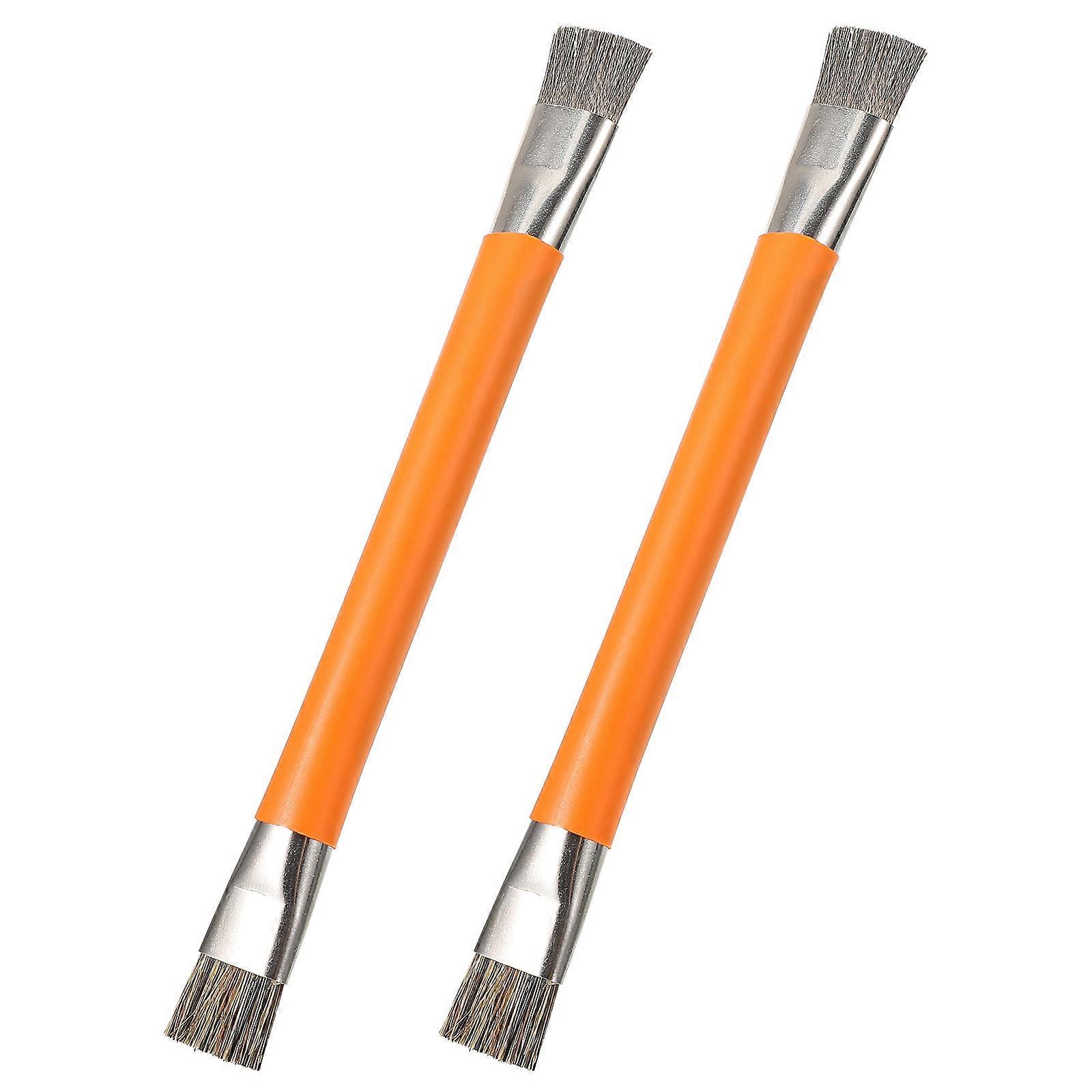 Anti Static Electronic Cleaning Brush Dual Head Tech Tool Kit Addition Orange 14.70X1.20X1.00CM ESD Safety 2Pack