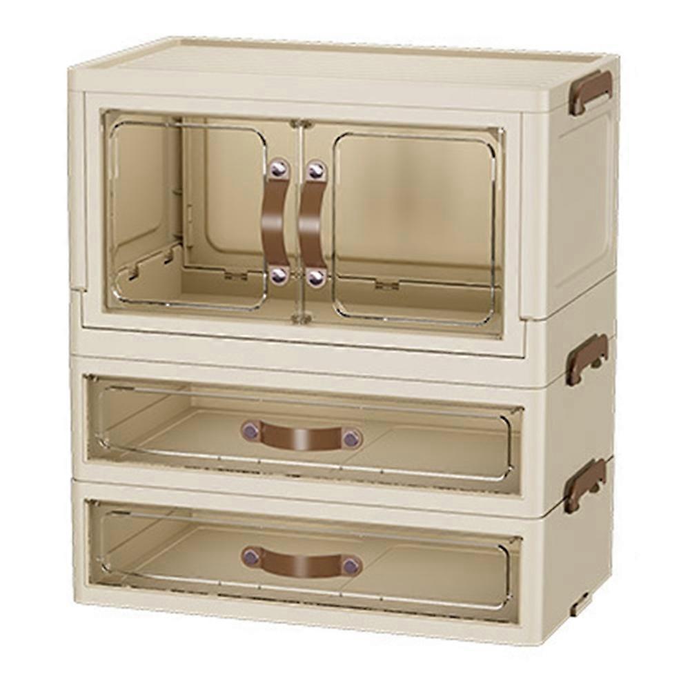1-Layer Cabinet 2-Layer Drawer Desktop PP Organizer Transparent Door Stationery Cosmetics Storage Bo