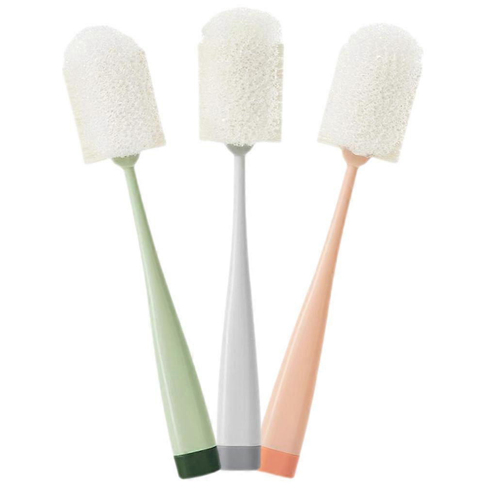 3pcs Long Handle Bottle Brush Set Reusable Cup & Jar Cleaner for Milk Bottles, Vases, Kitchenware , Easy to Use & Store Grey