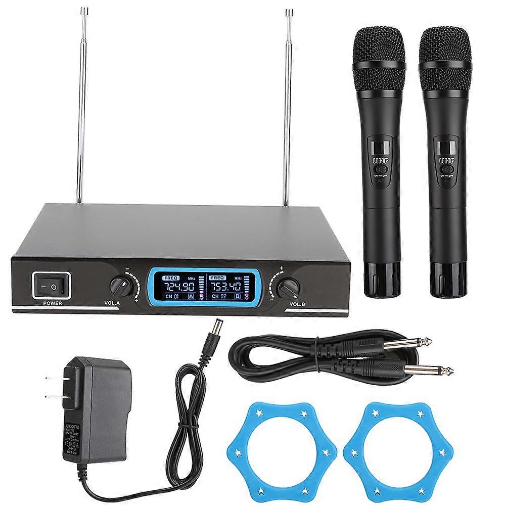 UHF Portable Handheld Wireless Dual Microphone Set Mic Karaoke with Receiver